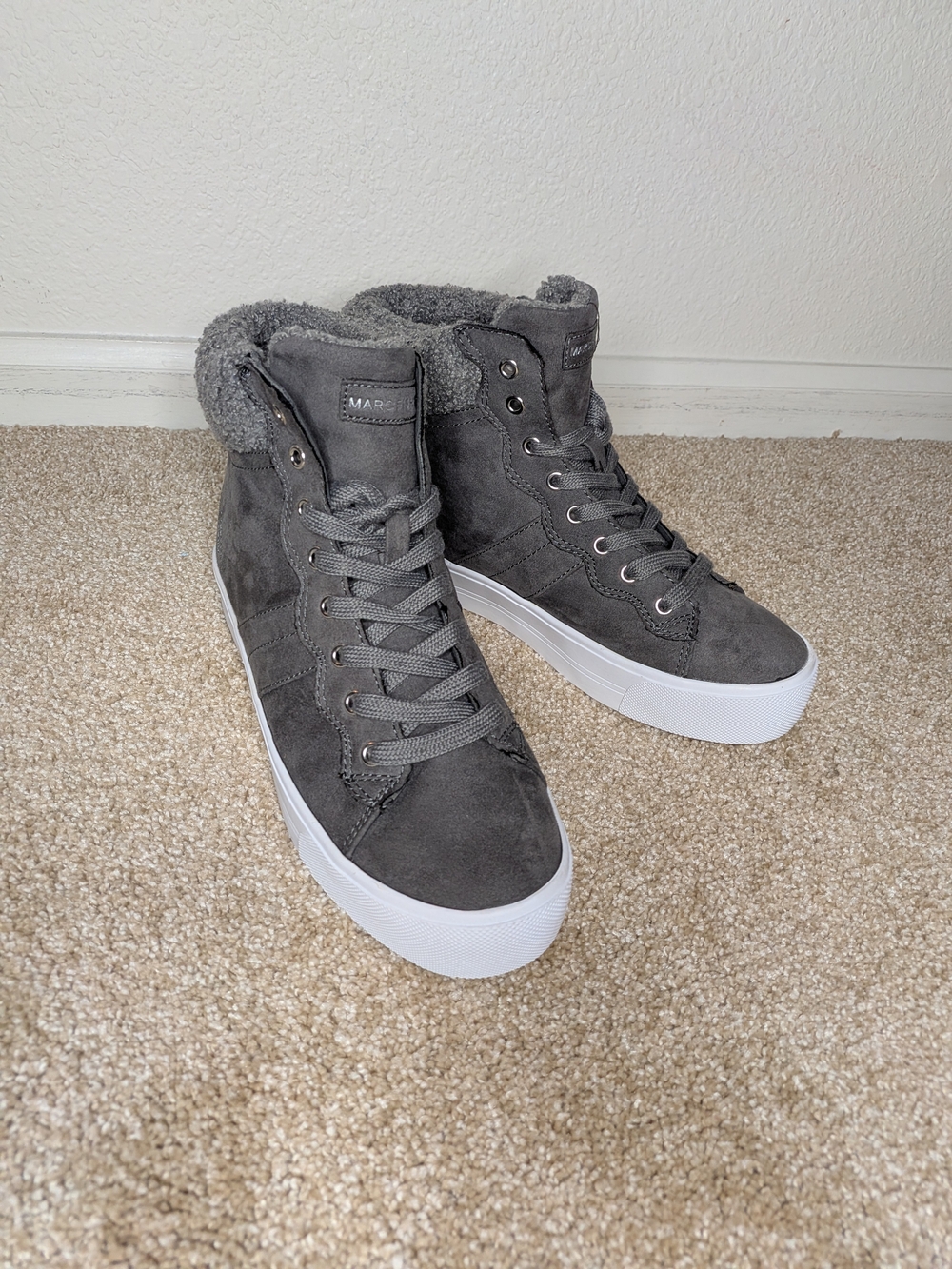 Marc Fisher Darlen Faux Fur High Top Platform Sneakers Gray Size 8M